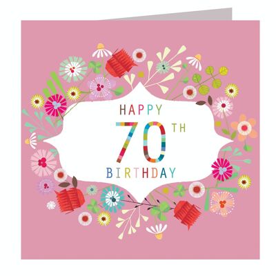FLN70 Floral 70th Birthday Card