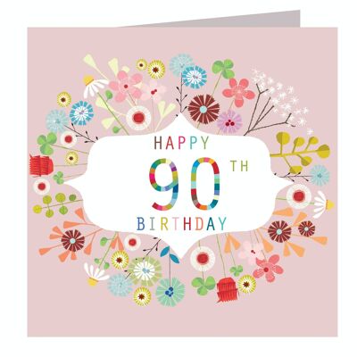 FLN90 Tarjeta floral de 90 cumpleaños