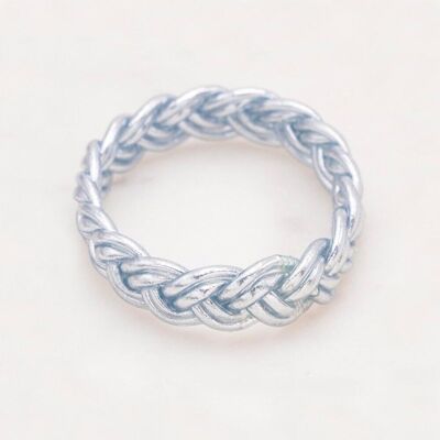 Silver double braided Buddhist bangle