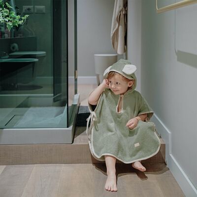 Drap de bain éponge bambou poncho 0-2 ans - VERT VINTAGE