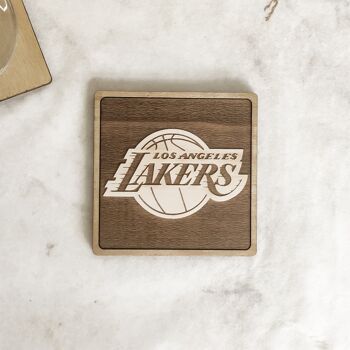 Ensemble de 6 sous-verres en bois NBA Collection - Cadeau de pendaison de crémaillère 4