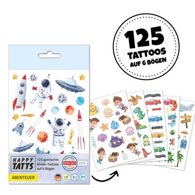 HAPPY TATTS, Tatuaggi per bambini 'Avventura' (125 pz.)