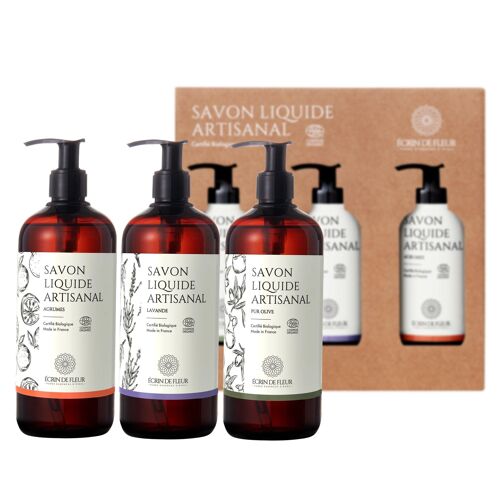 Set of 3 Liquid Soaps - Pure Olive, Lavender, Citrus 3X500ml