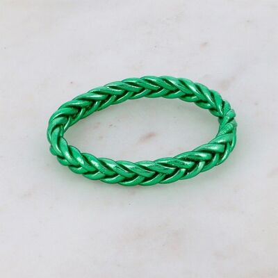 Green braided Buddhist bangle