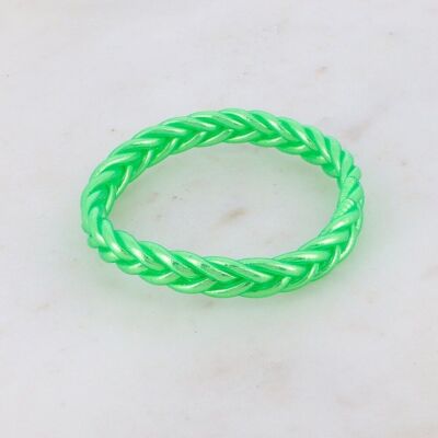 Neon green braided Buddhist bangle