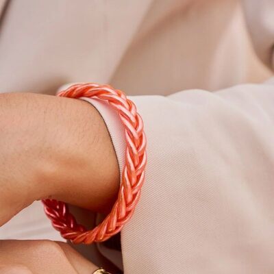 Salmon Braided Buddhist Bangle