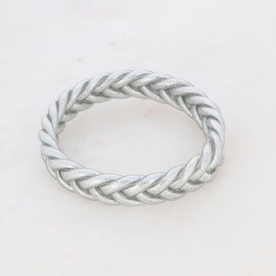 Silver braided Buddhist bangle