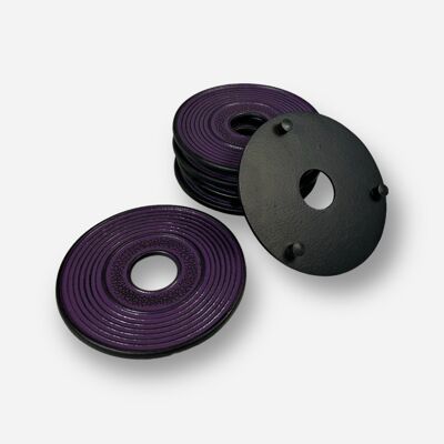 Saucer set of 6, cast iron, 14cm, purple