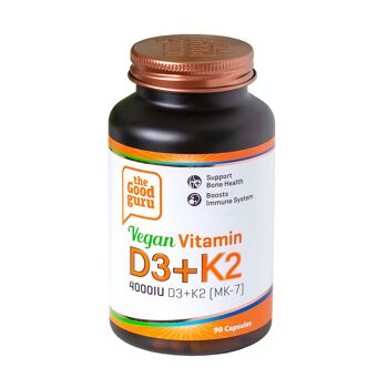Pot de 90 capsules de vitamine D3K2 végétalienne 1
