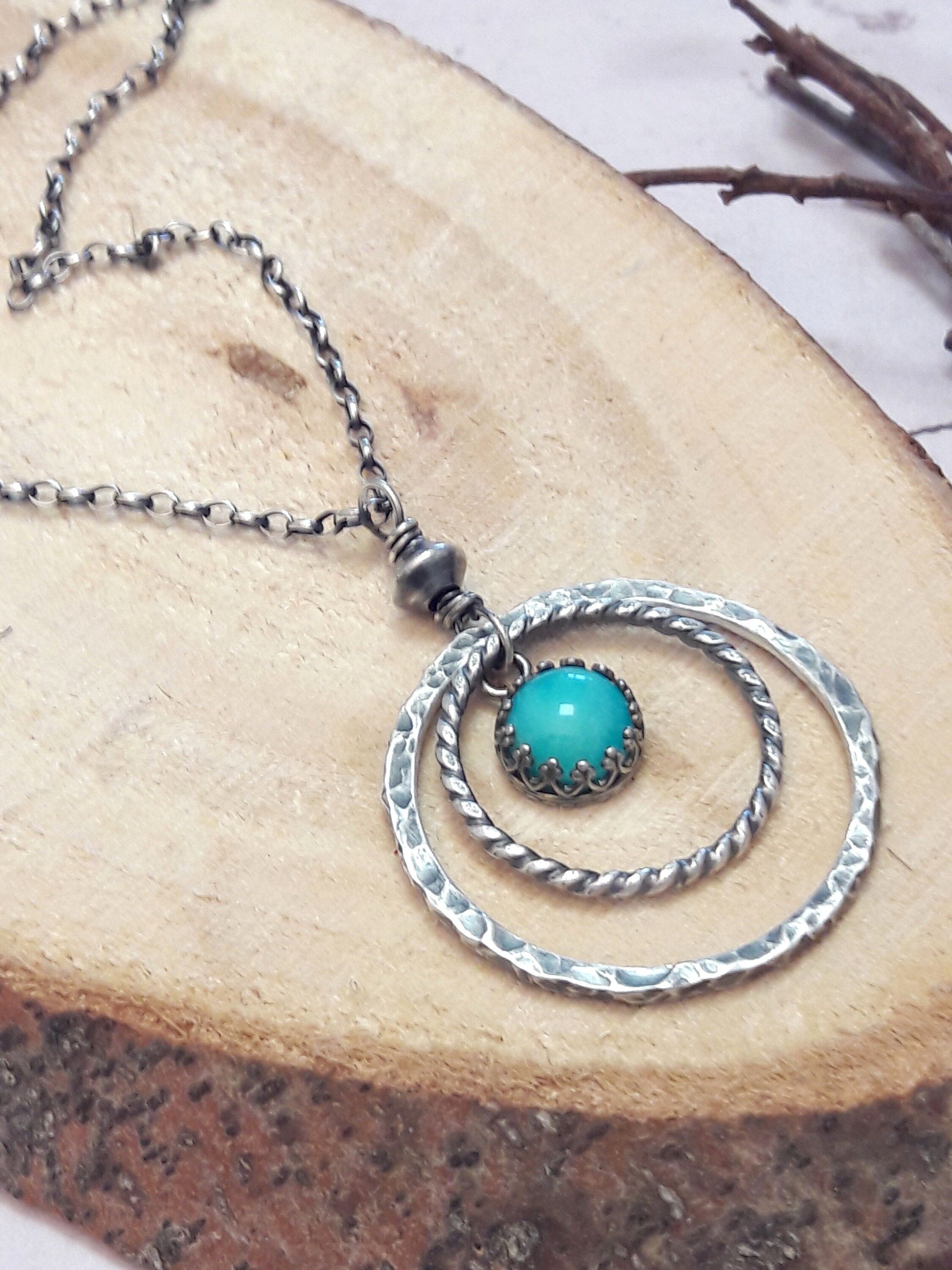 Collana lunga in argento 925 con amazzonite Kariri