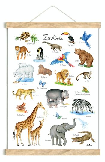 Affiche animaux du zoo blanc 50x70 cm SANS CADRE 2