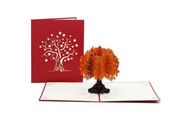 arbre, carte pop-up orange carte pliée 3d 1