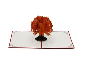 arbre, carte pop-up orange carte pliée 3d 2