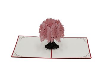 Carte pop-up arbre rose carte pliée 3d 3