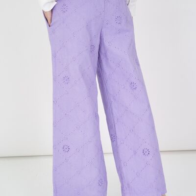 Wide embroidered cotton pants