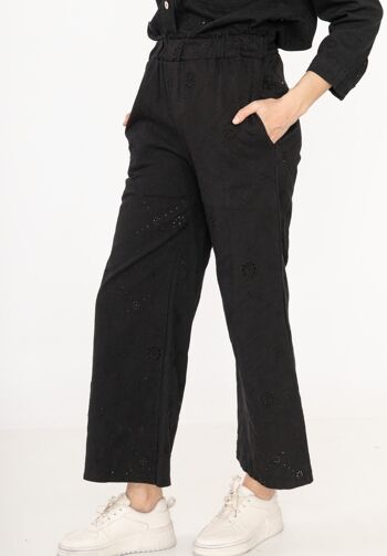 Pantalon large en coton brodé 20