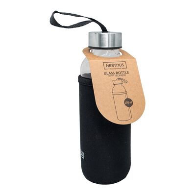 Botella Cristal Funda Neopreno Negro 400 Ml