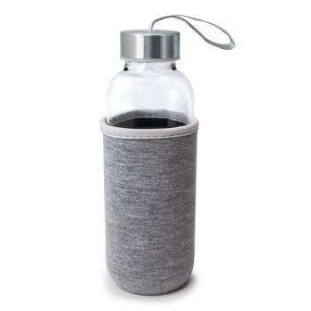 Bouteille Verre Housse Néoprène Gris 400 Ml 1