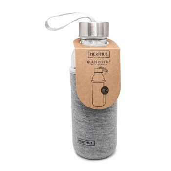 Bouteille Verre Housse Néoprène Gris 400 Ml 2