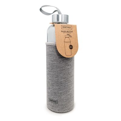 Bottiglia di vetro coperchio in neoprene grigio 600 ml