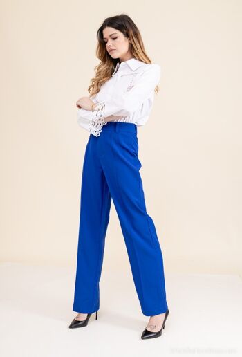 Pantalon taille haute SLIM BLEU 2