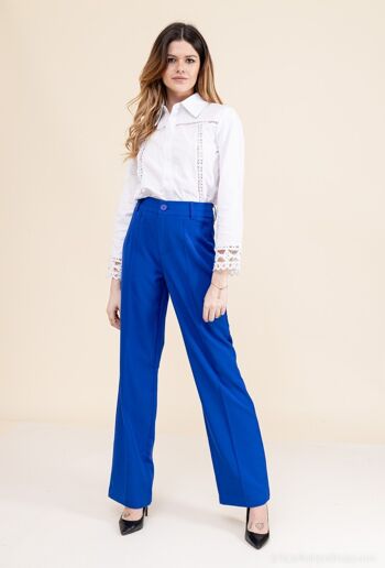 Pantalon taille haute SLIM BLEU 1