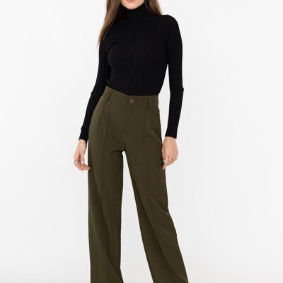 KHAKI SLIM high-waisted pants