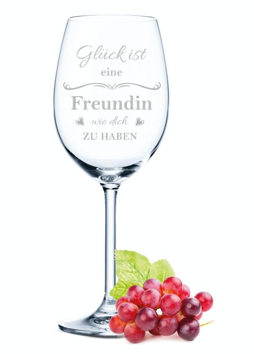 Leonardo Daily Weinglas mit Gravur - Glück ist eine Freundin wie dich zu haben - 460 ml - Geeignet für Rotwein und Weißwein