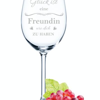 Leonardo Daily Weinglas mit Gravur - Glück ist eine Freundin wie dich zu haben - 460 ml - Geeignet für Rotwein und Weißwein