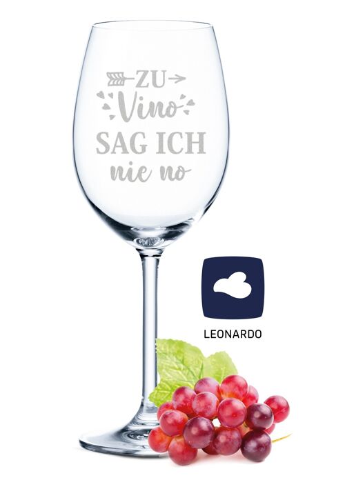 Leonardo Daily Weinglas mit Gravur - Zu Vino sag ich nie no 2.0 - 460 ml - Geeignet für Rotwein und Weißwein