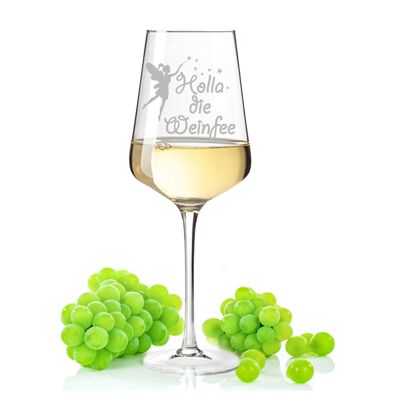 Leonardo Puccini wine glass with engraving - Holla the wine fairy - 560 ml - Suitable for red and white wine