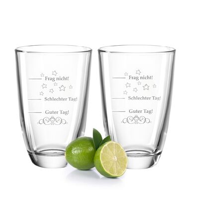 Juego de 2 vasos de GIN grabados de Montana - ¡Buen día, mal día, no preguntes! - 430ml