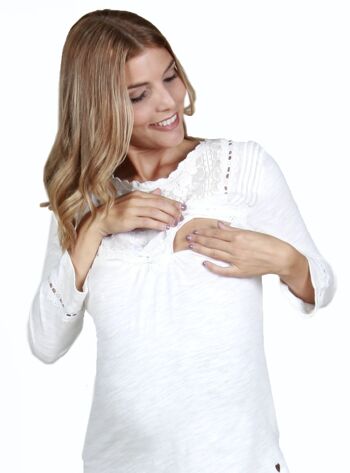 Chemise d'allaitement avec broderie et dentelle 4