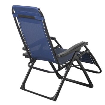 Brulo - chaise longue de jardin - chaises longues - chaise de plage pliable avec table et oreiller - marine 7