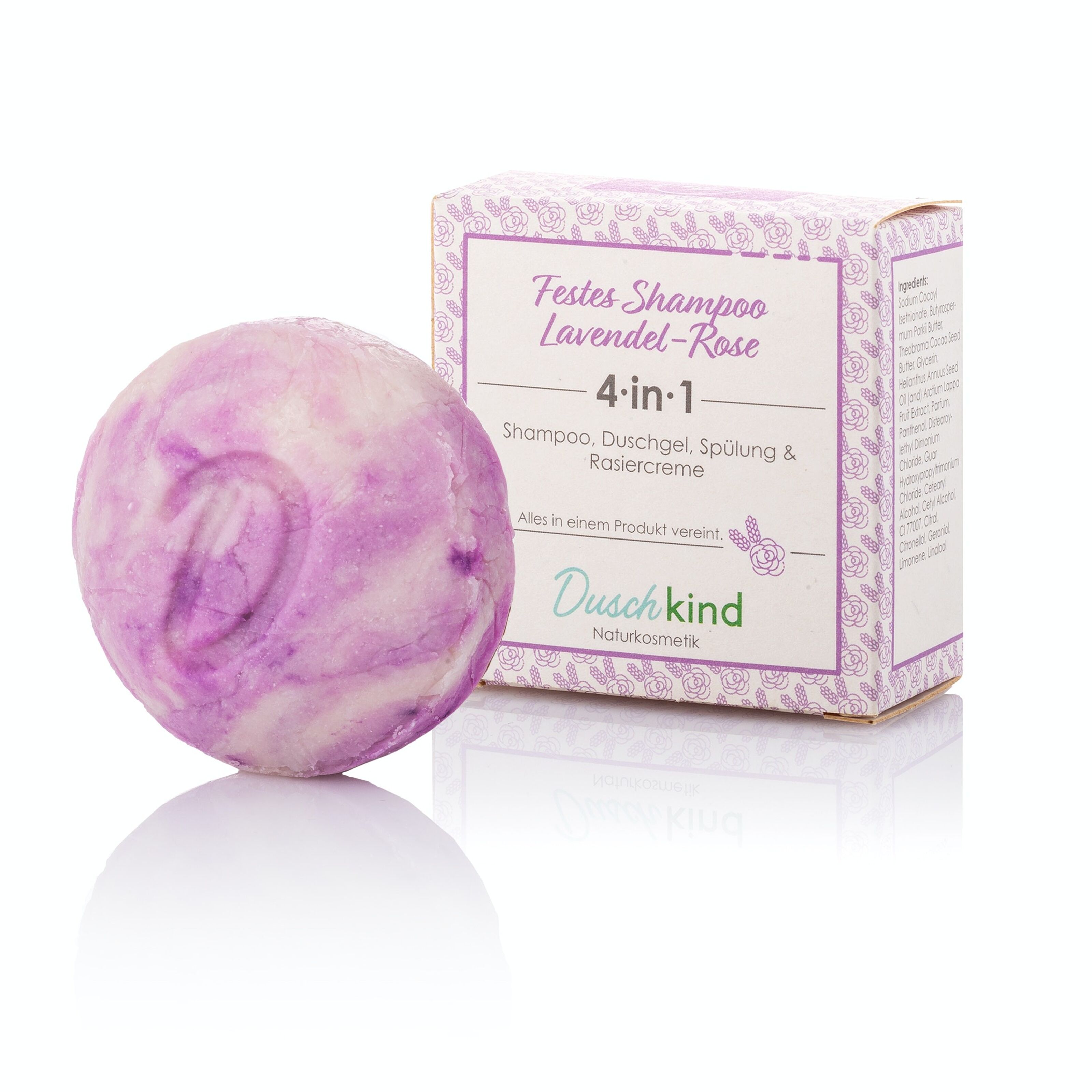 Buy wholesale Duschkind Naturkosmetik solid shampoo lavender rose with  burdock root oil