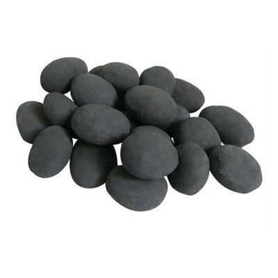 Juego de 24 piezas - cerámica - cerámica - piedras - negro - chimenea atmosférica - chimenea de gas
