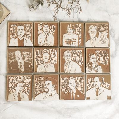 Set of 12 The Office Wood Coasters - Housewarming Gift