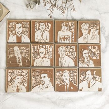 Ensemble de 12 sous-verres en bois The Office - cadeau de pendaison de crémaillère 1