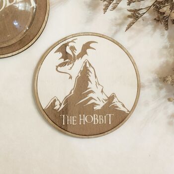 Lot de 6 sous-verres en bois The Hobbit Collection - Cadeau de pendaison de crémaillère - Le Seigneur des Anneaux 3