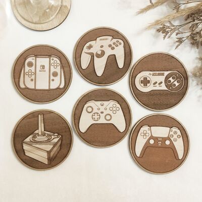 Set of 6 Gamer Collection  Wood Coasters - Housewarming Gift