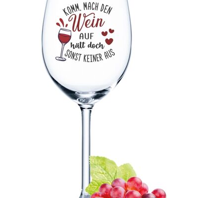 Leonardo Daily Bicchiere da vino stampato UV - Come Open The Wine - 460 ml - Adatto sia per vino rosso che bianco