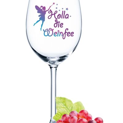 Leonardo Daily Bicchiere da vino stampato UV - Holla the Wine Fairy - 460 ml - Adatto sia per vino rosso che bianco