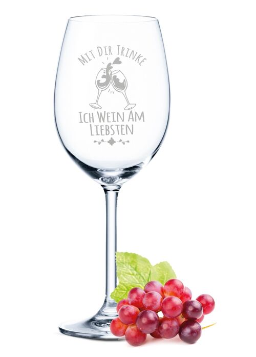 Leonardo Daily Weinglas mit Gravur - Mit dir trinke ich Wein am liebsten - 460 ml - Geeignet für Rotwein und Weißwein