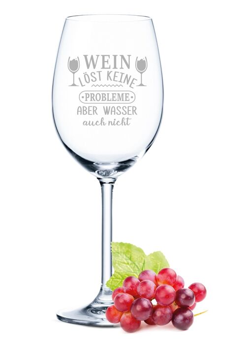 Leonardo Daily Weinglas mit Gravur - Wein löst keine Probleme - 460 ml - Geeignet für Rotwein und Weißwein