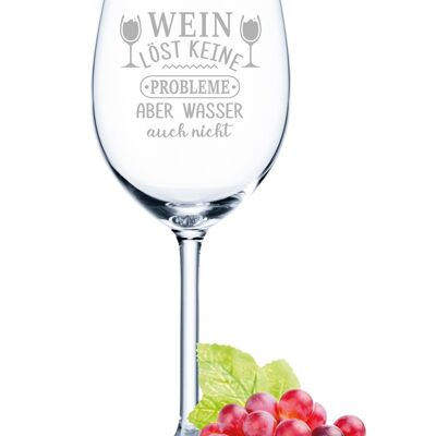 Bicchiere da vino con incisione giornaliera Leonardo - Il vino non risolve i problemi - 460 ml - Adatto sia per vino rosso che bianco