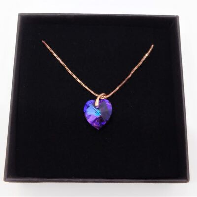 Collana in oro rosa Heart Crystal Heliotrope