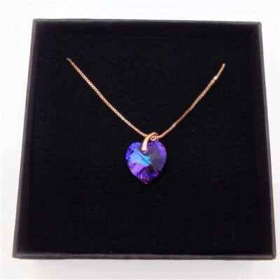 Necklace rose gold Heart Crystal Heliotrope