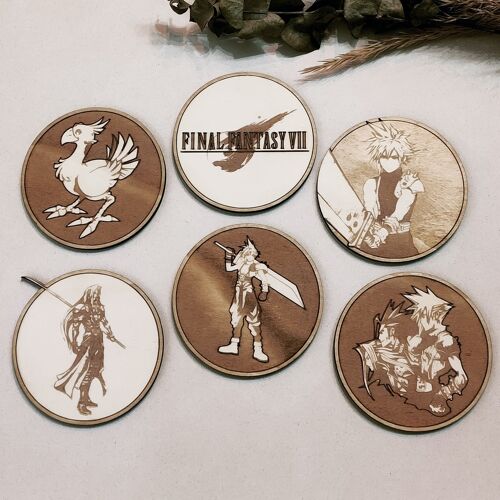 Set of 6 Final Fantasy Collection  Wood Coasters - Housewarming Gift