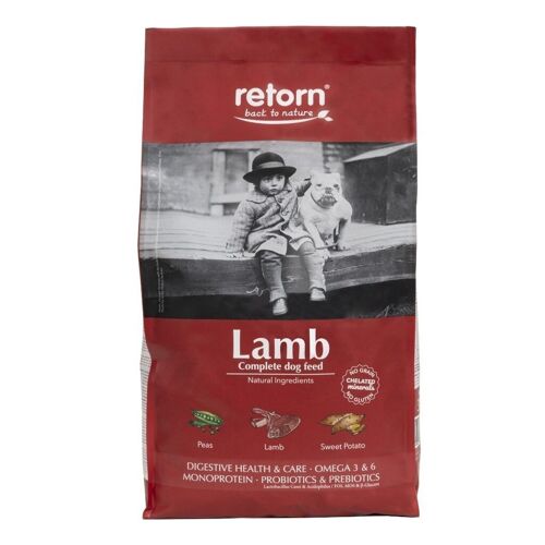 Pienso natural para perros de cordero croqueta regular de RETORN