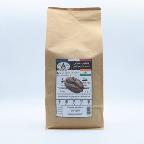 Café origine Inde Malabar grains bio 250 g